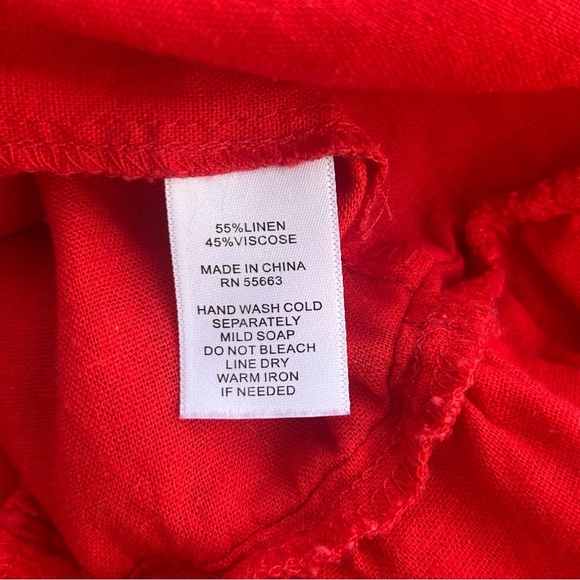 Cynthia Rowley Red Tiered Linen Midi Dress - Picture 5 of 8